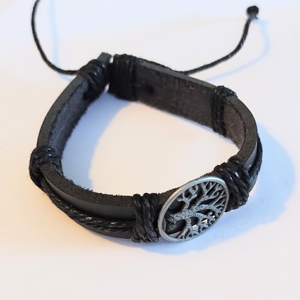Men's bracelet leather Tree of life new d54